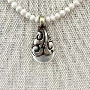 Anne Vaughan Freshwater Pearl Strand Necklace Teardrop Pendant Charm